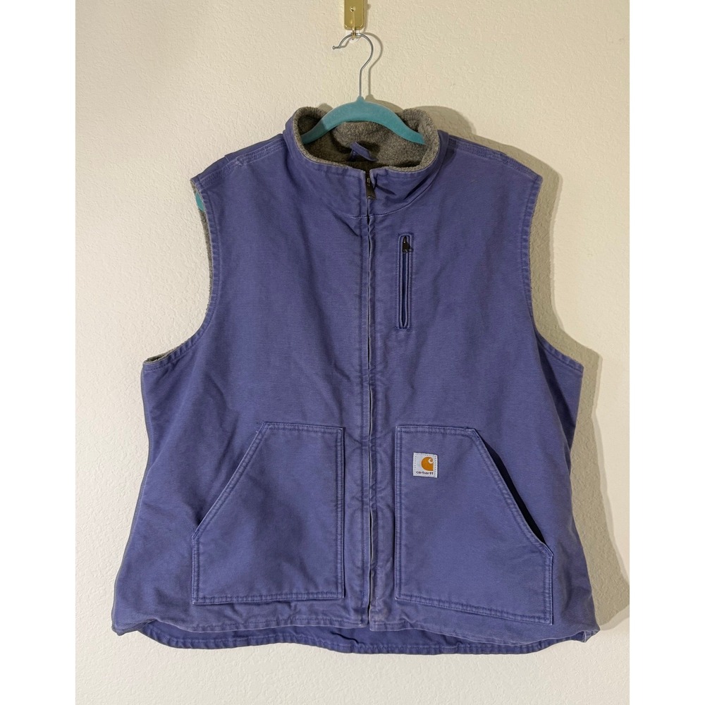 Carhartt Women Purple Sandstone Sherpa Lined Mock Neck Vest WV001 Size 2XL